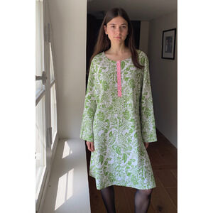 Swell by Cynthia Rowley Pink Green Paisley Cotton Nightgown Tunic XXL Preppy